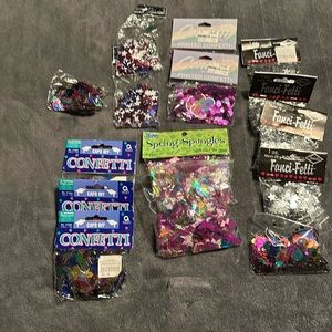 Lot of assorted confettis stars, Easter, graduation caps, 60th Bday, patriotic